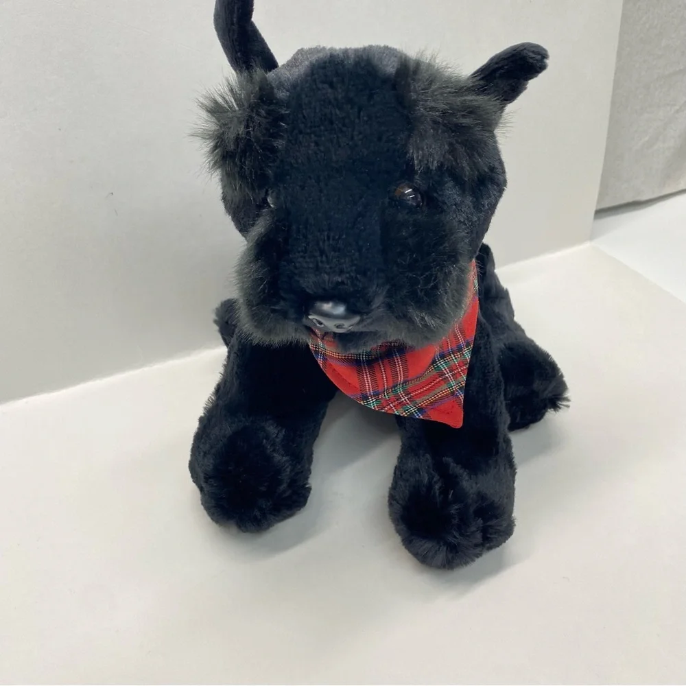 Aurora Scottish Terrier Scottie Dog Plush Black Plaid Bandana Stuffed Animal Toy